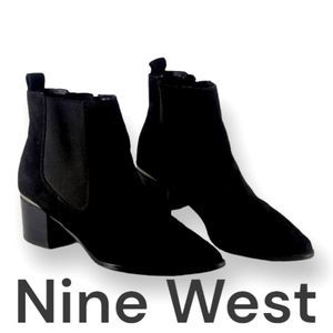 Nine West Black Suede Ankle Booties size 6.5M